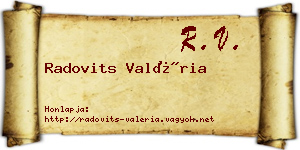 Radovits Valéria névjegykártya